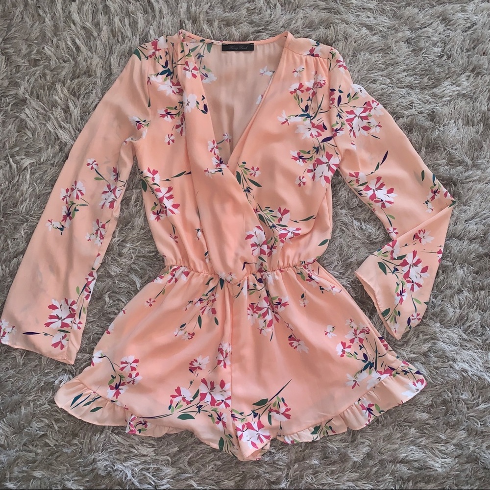 Pink floral romper